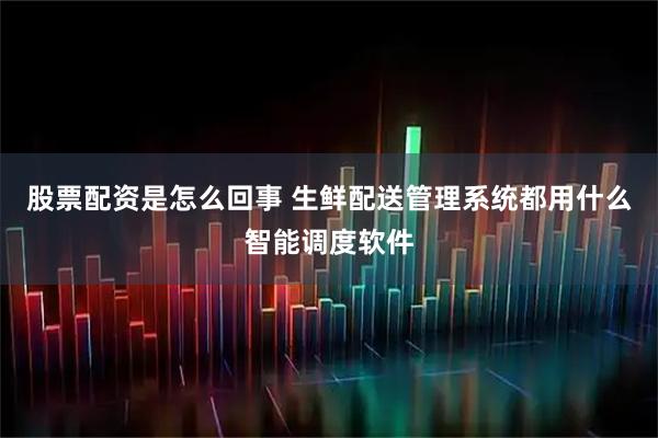 股票配资是怎么回事 生鲜配送管理系统都用什么智能调度软件
